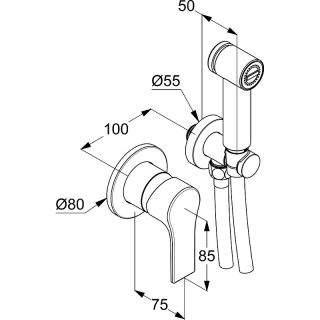Гигиенический душ со смесителем Kludi Zenta SL 489983965 Черный матовый